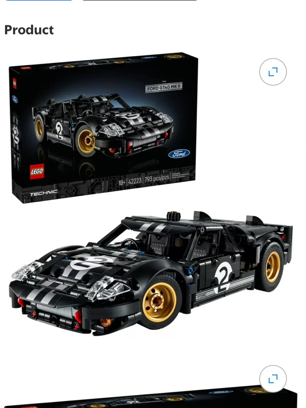 LEGO Technic Ford GT40 MK II Black Race Car Building Set